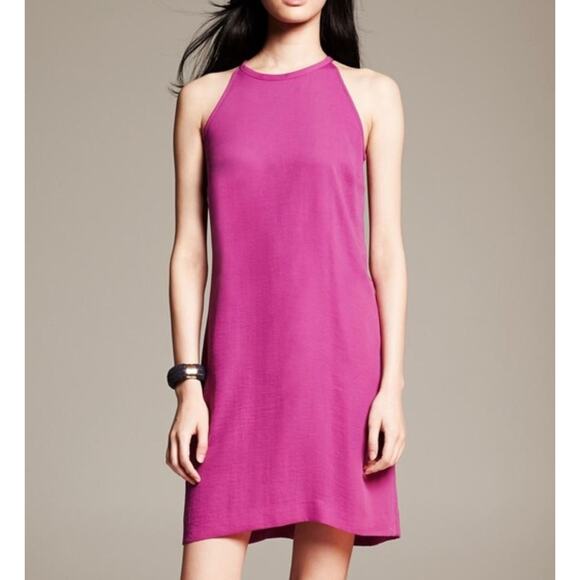 Women's Banana Republic Pink Halter Sleeveless Tie-Back Mini Dress EUC Size 0 - Picture 1 of 4